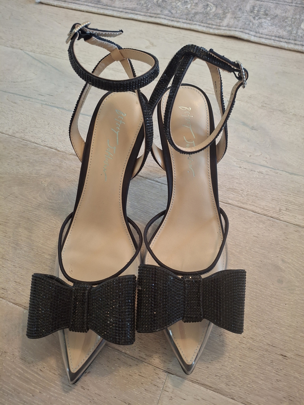 Betsey Johnson Black Bow Ankle-Strap Dress Sandals - Picture 2 of 6